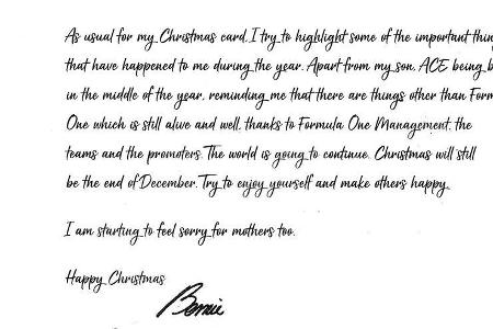 Bernie Ecclestone - Weihnachtskarte 2020 - Formel 1