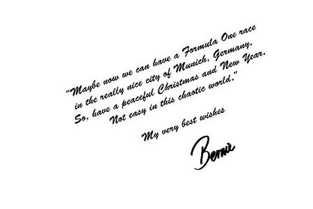 Weihnachtskarte Bernie Ecclestone