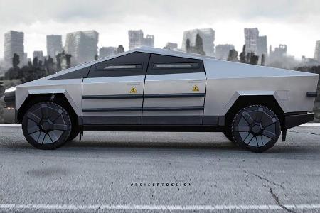 Tesla Cybertruck Militär Panzer Transporter Render Design