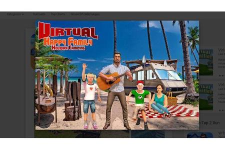 Virtuelle glückliche Familie: Feriencamping