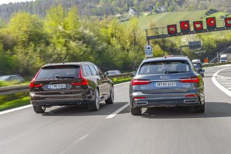 Aktive Tempolimit-Übernahme: Audi A6 gegen Volvo V90