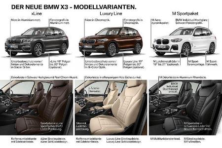 BMW_X3 _30d _xDrive _2017_NV_ausstattungslinienvergleich_xLine_luxury-line-msportpaket