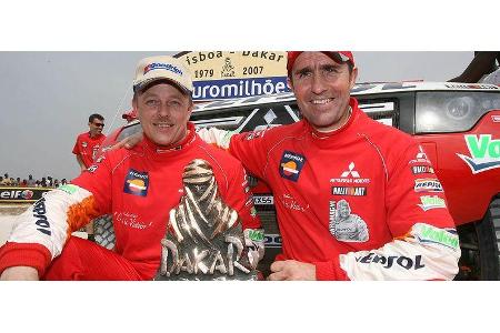 Stéphane Peterhansel und Jean-Paul Cottret feierten ihren dritten gemeinsamen Dakar-Gewinn im Auto. Zusammen mit seinen Moto...