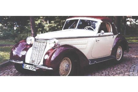 Hans-Georg Pannwitz und Kristina Mugler auf Wanderer W 25 Cabriolet: 2,2-Liter-Reihensechszylinder, 55 PS, Baujahr 1936.