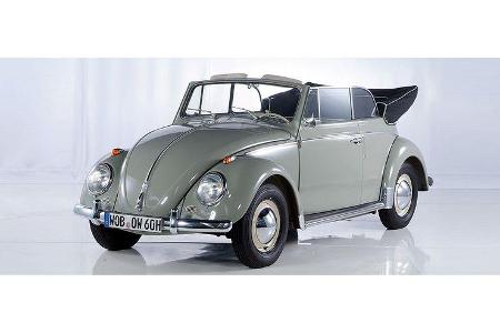 Ferdinand Wachs und Frank-Felix Puller auf VW Käfer Cabriolet: 1,2-Liter-Vierzylinder-Boxer, 30 PS, Baujahr 1960, Team Volks...