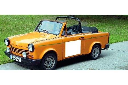 Ronny Tolliszus und Frank Weidenmüller auf Trabant 1.1 Cabrio: 1,1-Liter-Reihenvierzylinder, 42 PS, Baujahr 1988, Cabrio-Umb...