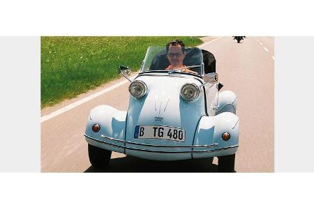 Dr. Christian Malorny und Andreas Gutknecht auf Messerschmitt FMR TG 500 (Tiger): 500-ccm-Zweizylinder, 20 PS, Baujahr 1958