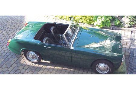 Dr. Falk Seeliger und Olaf Dost auf Austin Healey Sprite MK III: 1,1-Liter-Reihenvierzylinder, 54 PS, Baujahr 1965