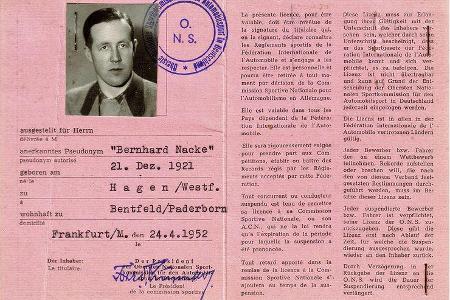 Bechems Fahrerausweis mit dem Pseudonym.