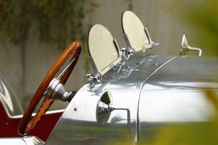 Lotus Seven S1, Windschutzscheiben, Lenkrad, Detail