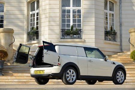 Mini Cooper D Clubvan, Seitenansicht, Heckklappe