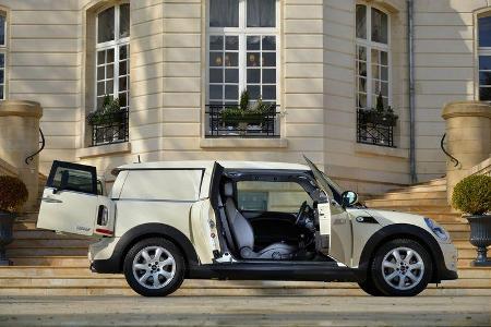 Mini Cooper D Clubvan, Seitenansicht, Türen offen
