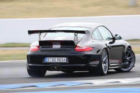 Porsche 911 GT3 RS 4.0, Heckansicht, Rückansicht, Rennstrecke, Kurvenfahrt