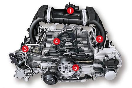 Porsche Cayman, Motor, Igelbild