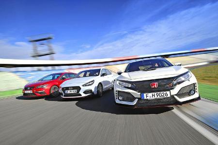 Hyundai i30 N Performance, Honda Civic Type R, Seat Leon Cupra 300, Exterieur Hyundai i30 N Performance, Honda Civic Type R, Seat Leon Cupra 300, Exterieur