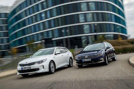 Kia Optima Sportswagon Plug-in-Hybrid, VW Passat Variant GTE, Exterieur Kia Optima Sportswagon Plug-in-Hybrid, VW Passat Variant GTE, Exterieur