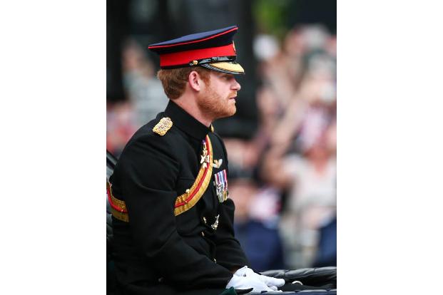 ...Prinz Harry zu. Der durfte nämlich - gekleidet in seine Uniform - in einer der Kutschen Platz nehmen, wenn er sich auch m...