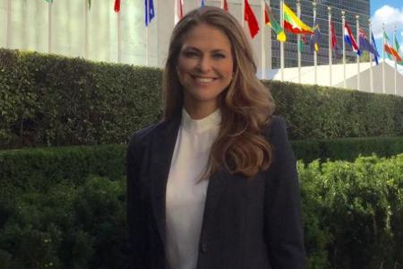 Madeleine von Schweden vor dem UN-Hauptquartier
