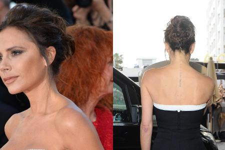 Victoria Beckham präsentierte in Cannes ein fast unsichtbares Tattoo in ihrem Nacken Victoria Beckham präsentierte in Cannes ein fast unsichtbares Tattoo in ihrem Nacken