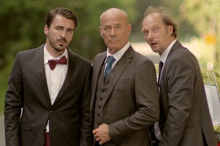 Mit Blerim Destani (li.) und Martin Brambach steht Heiner Lauterbach in Mit Blerim Destani (li.) und Martin Brambach steht Heiner Lauterbach in