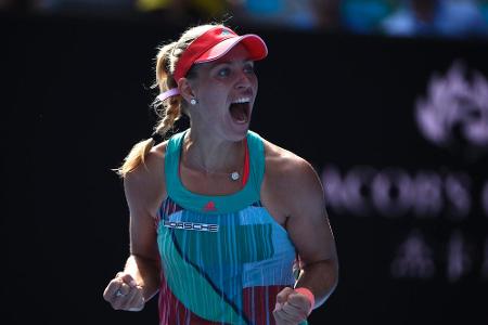 Angelique Kerber freut sich über ihren Triumph in Melbourne Angelique Kerber freut sich über ihren Triumph in Melbourne