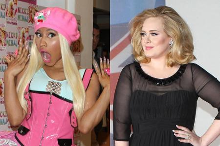 Nicki Minaj (l.) ist von Adeles Ausflug in den Rap begeistert Nicki Minaj (l.) ist von Adeles Ausflug in den Rap begeistert