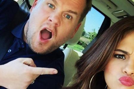 Selena Gomez und James Corden zusammen im Auto Selena Gomez und James Corden zusammen im Auto