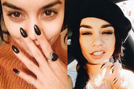 Schauspielerin Vanessa Hudgens setzt die neuen Nagel-Herbsttrends gekonnt und stilsicher um