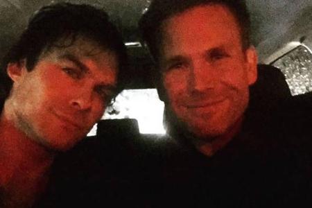 Ian Somerhalder und Kollege Matthew Davis bringen sich in Sicherheit Ian Somerhalder und Kollege Matthew Davis bringen sich in Sicherheit