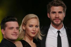 Die Hauptdarsteller v.l.n.r.: Josh Hutcherson, Jennifer Lawrence und Liam Hemsworth