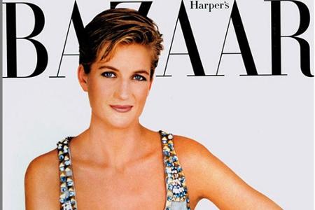 Lady Diana in ihrem legendären Versace-Kleid auf dem Cover des Magazins 