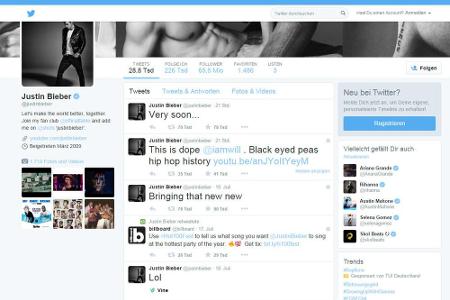 Auch Justin Biebers Twitter-Timeline wirkt nun eher schmucklos Auch Justin Biebers Twitter-Timeline wirkt nun eher schmucklos