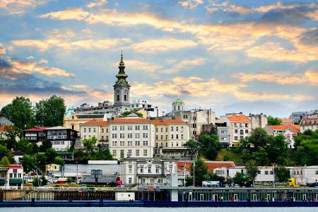 Der Blick auf Belgrads Altstadt von der Donau aus Der Blick auf Belgrads Altstadt von der Donau aus