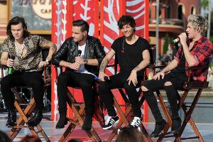 Die verbleibenden Mitglieder von One Direction bei der Vorstellung des aktuellen Albums "Four"