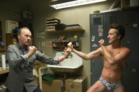 Riggan (Michael Keaton) und Mike (Edward Norton) standen für den Riggan (Michael Keaton) und Mike (Edward Norton) standen für den