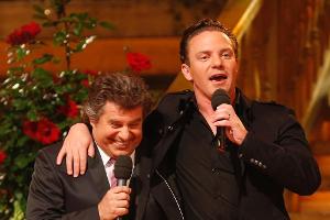 Andy Borg (l.) und Stefan Mross (r.) gemeinsam beim "Musikantenstadl"