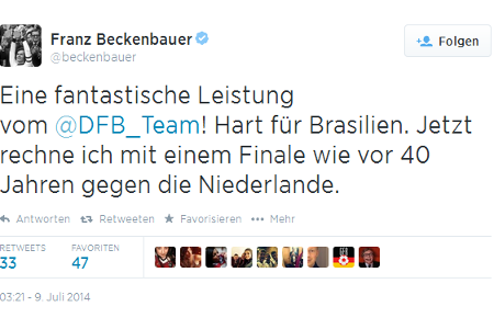 WM-Halbfinale, Beckenbauer, Jubel