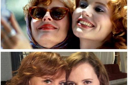 Susan Sarandon als Louise und Geena Davis als Louise schossen für ihren Film eines der ersten Selfies Susan Sarandon als Louise und Geena Davis als Louise schossen für ihren Film eines der ersten Selfies