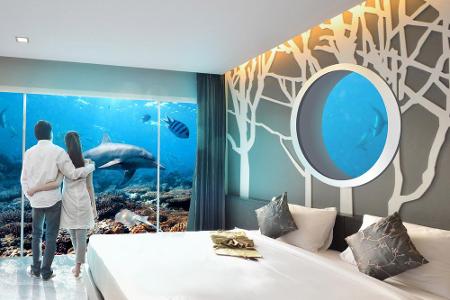 Aquarium-Feeling im Unterwasserhotel