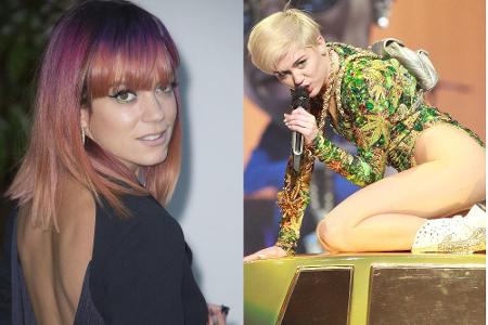 Lily Allen (l.) ist ein großer Fan von Miley Cyrus Lily Allen (l.) ist ein großer Fan von Miley Cyrus