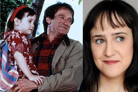 Robin Williams mit Mara Wilson auf dem Arm (Filmszene, 1993) - Mara Wilson bei einer Preisverleihung 2010 in New York Robin Williams mit Mara Wilson auf dem Arm (Filmszene, 1993) - Mara Wilson bei einer Preisverleihung 2010 in New York
