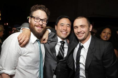 Seth Rogen und James Franco mit Randall Park, dem Darsteller von Kim Jong-un Seth Rogen und James Franco mit Randall Park, dem Darsteller von Kim Jong-un