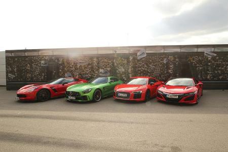 Audi R8 5.2 FSI Quattro Plus, Chevrolet Corvette Z06 Z07 Performance, Honda NSX, Mercedes-AMG GT R