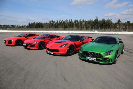 Audi R8 5.2 FSI Quattro Plus, Chevrolet Corvette Z06 Z07 Performance, Honda NSX, Mercedes-AMG GT R