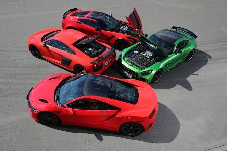 Audi R8 5.2 FSI Quattro Plus, Chevrolet Corvette Z06 Z07 Performance, Honda NSX, Mercedes-AMG GT R