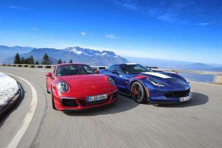 Chevrolet Corvette Grand Sport, Porsche 911 Carrera GTS, Frontansicht