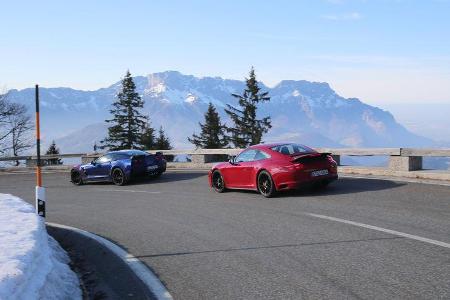 Chevrolet Corvette Grand Sport, Porsche 911 Carrera GTS, Heckansicht