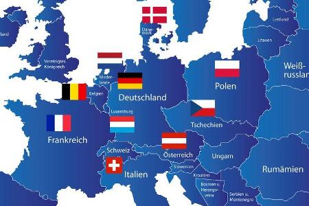 Europa Karte Deutschland Nachbarländer mit Flaggen Europa Karte Deutschland Nachbarländer mit Flaggen