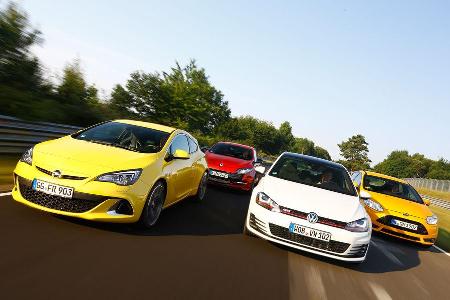 Opel Astra OPC, Renault Mgane R.S., Ford Focus ST, VW Golf GTI Performance Opel Astra OPC, Renault Mgane R.S., Ford Focus ST, VW Golf GTI Performance