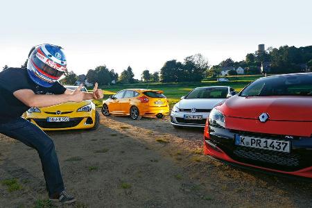 Opel Astra OPC, Renault Mgane R.S., Ford Focus ST, VW Golf GTI Performance